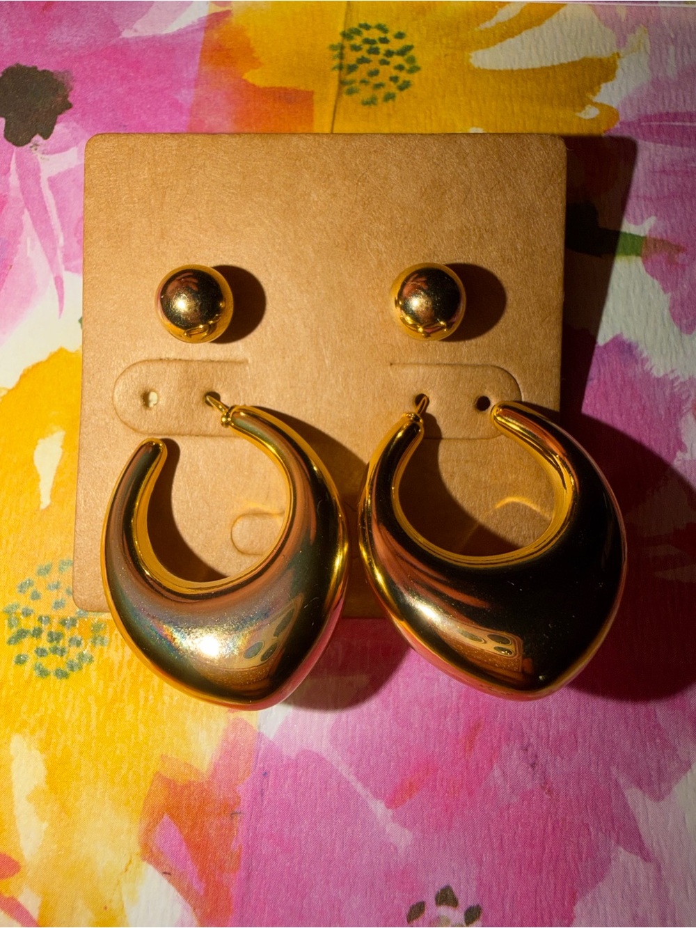 Gold Statement Hoop Earrings Set by